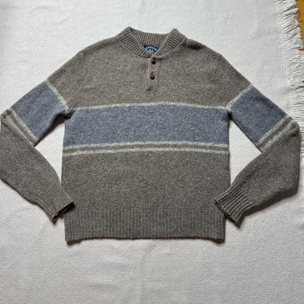 VTG Boathouse Row Made in USA Chunky Knit Wool Henley Sweater M